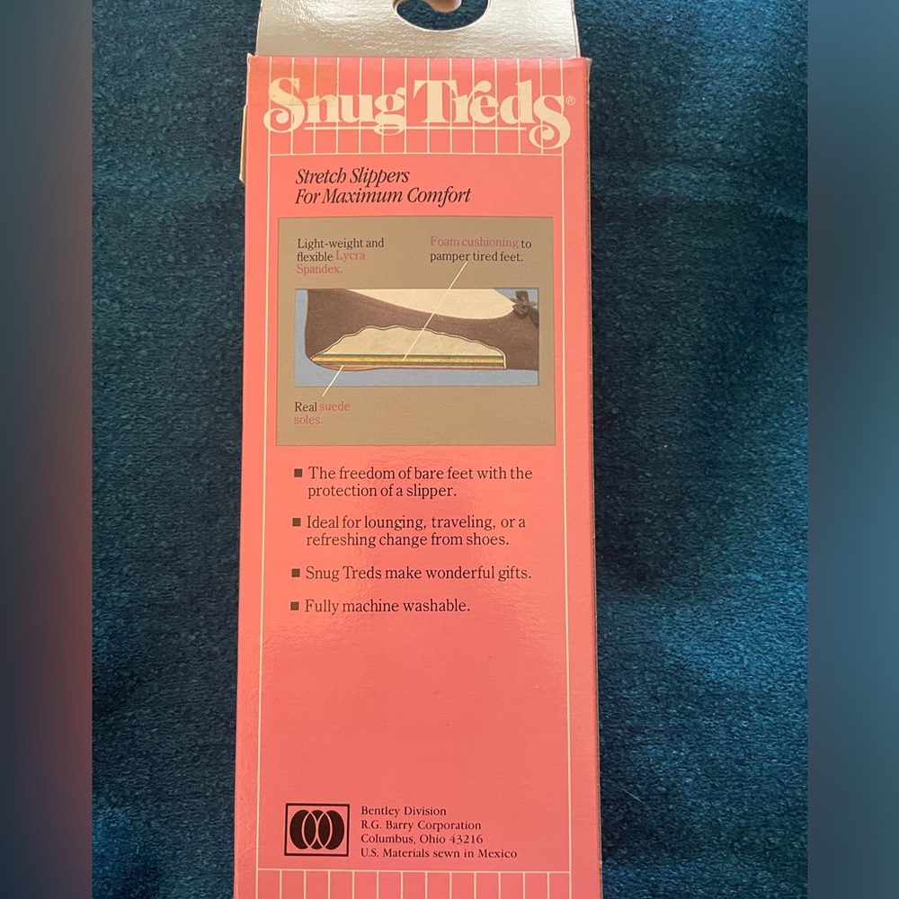 VINTAGE 1989 SNUG TREDS Comfort Stretch Slippers Suede Sole Black Sz S 5-6 - Picture 4 of 8